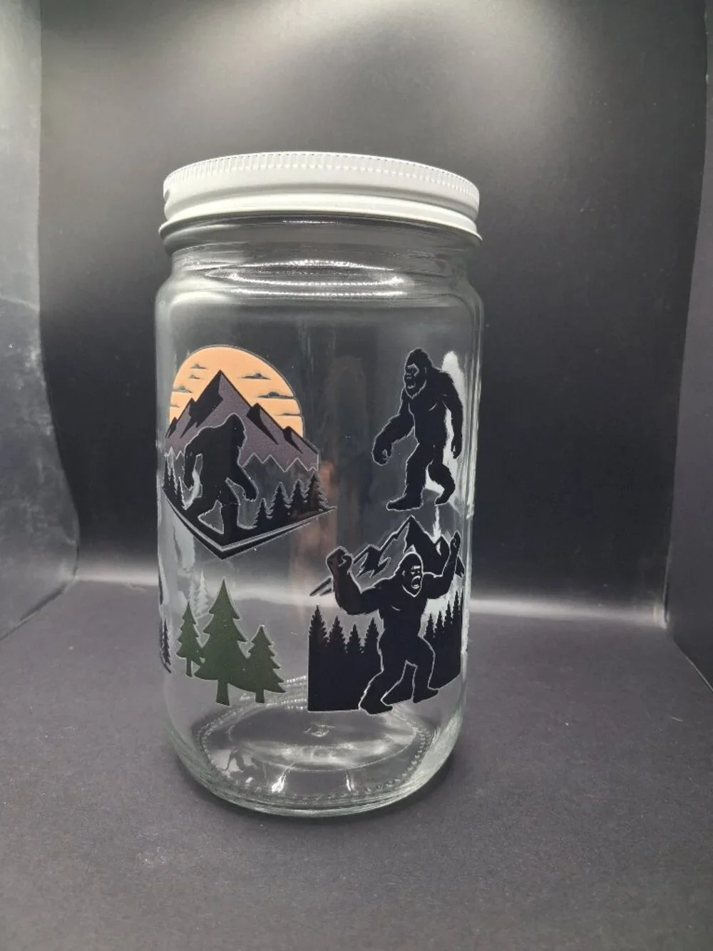 Bigfoot Sasquatch 32oz Glass Storage Jar White